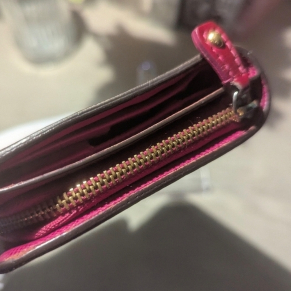 Louis Vuitton Perforated Metallic Brown Wallet with Magenta Interior - Picture 9 of 15